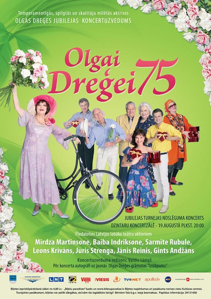 Olga Dreģe ar Latvijas labāko teātru aktieriem ielūdz uz savas 75 gadu jubilejas koncertuzvedumu Litenes estrādē