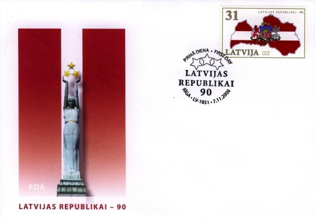 Latvijas Pasts izdod Latvijas Republikas 90. dzimšanas dienai 