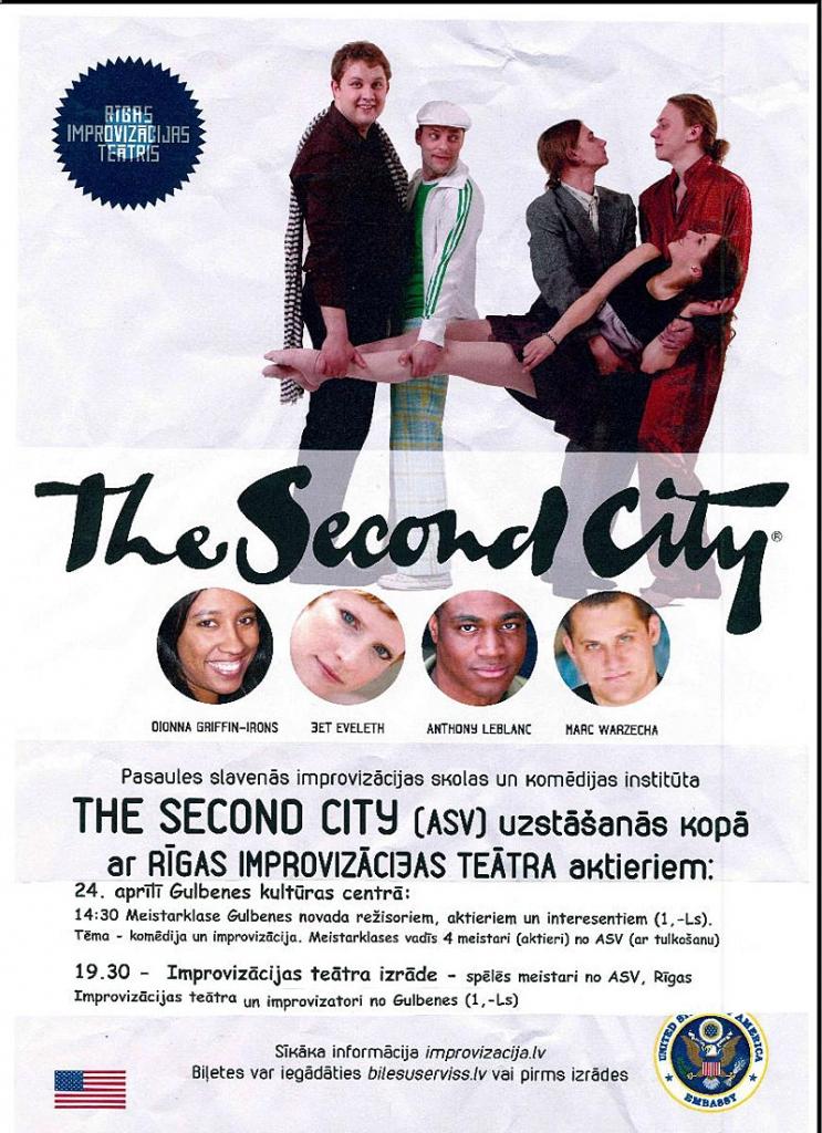  Improvizācijas teātra izrāde - spēlēs - improvizētāji no "The Second city" (ASV)