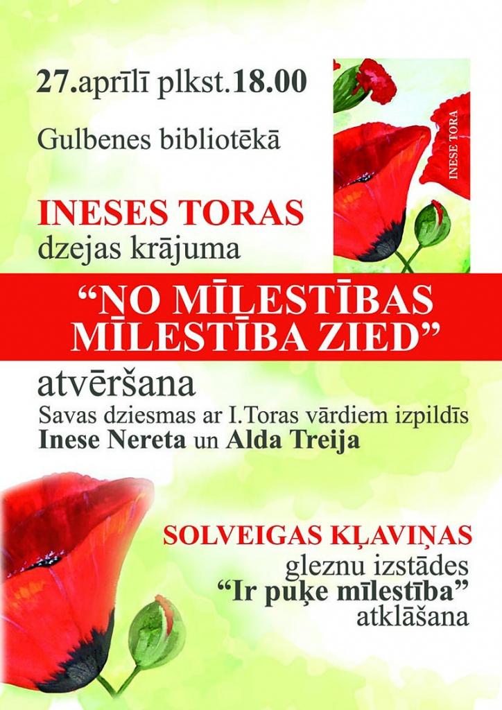 Ineses Toras krājuma „No mīlestības mīlestība zied" atvēršana