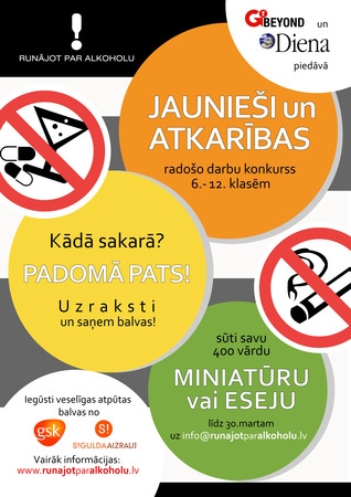 Piedalies radošo darbu konkursā „Jaunieši un atkarības”