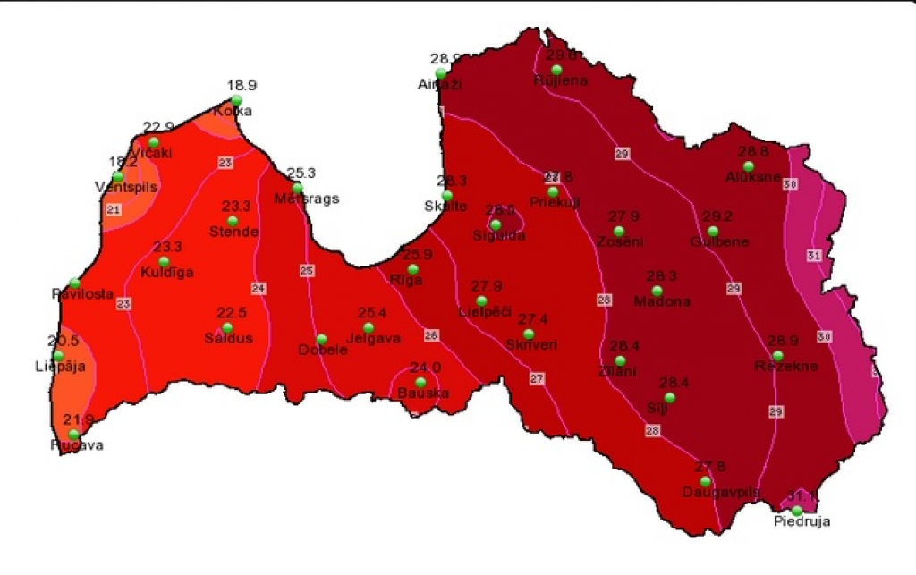 Piedrujā +31 grāds - 19.maija karstuma rekords Latvijā