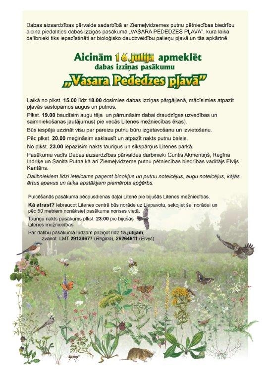 Dabas izziņas pasākums "Vasara Pededzes pļavā"
