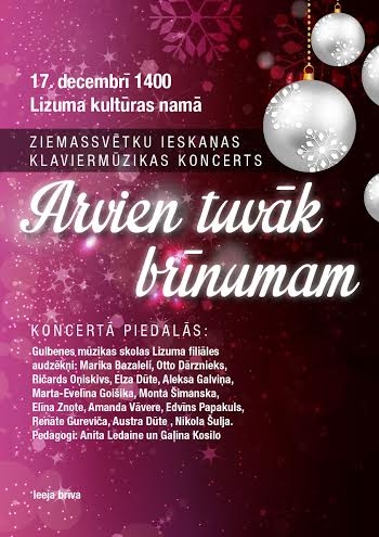 Lizumā - Ziemassvētku ieskaņas klaviermūzikas koncerts 