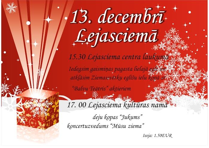 Lejasciemā - lielās egles iedegšana un Ziemassvētku eglīšu ielas atklāšana