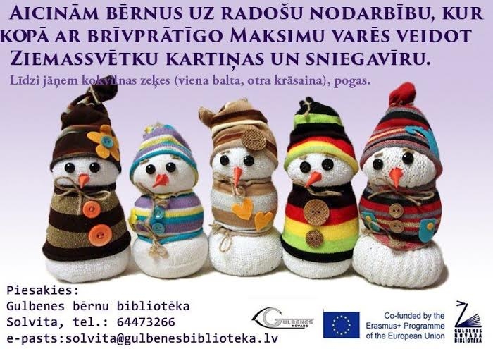 Bibliotēka aicina bērnus uz radošo darbnīcu