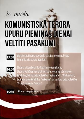 Lizumā - Komunistiskā terora upuru piemiņas dienas pasākumi