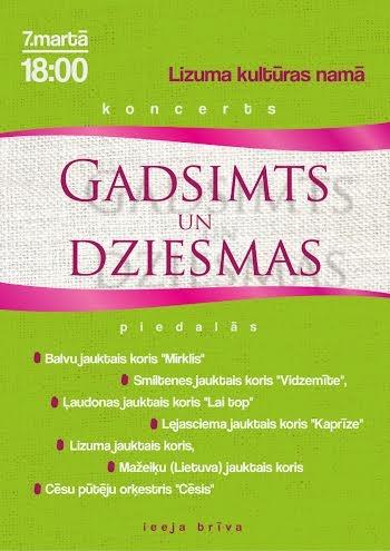 Lizuma kultūras namā - koncerts "Gadsimts un dziesmas"