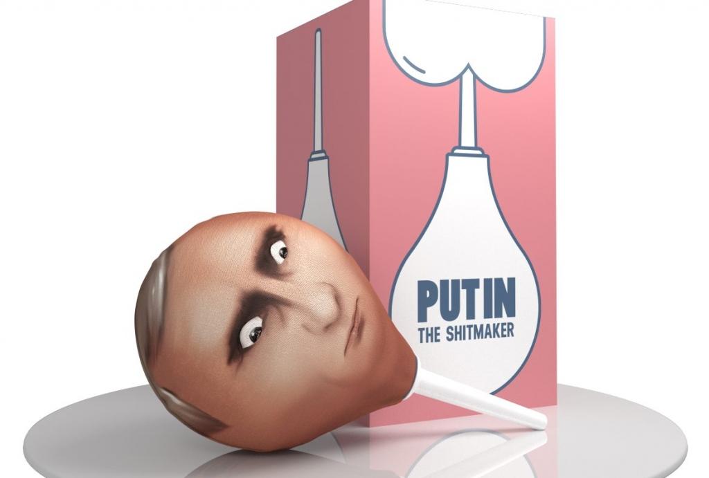 Latvieši, pārdodot klizmu Putina izskatā, aicina atbalstīt Ukrainā cietušos