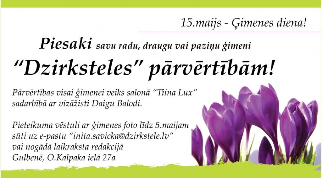 "Dzirksteles" pārvērtības: 15.maijs - Ģimenes diena!