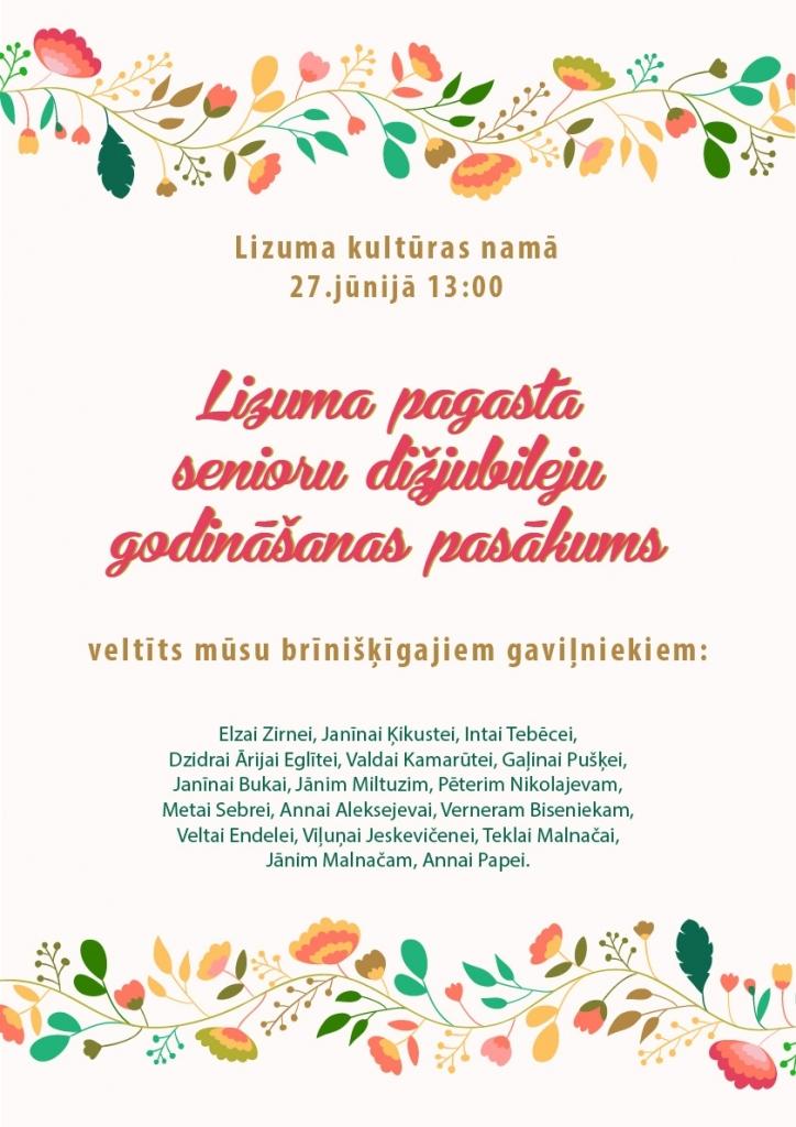 Lizumā - senioru dižjubileju godināšanas pasākums. 