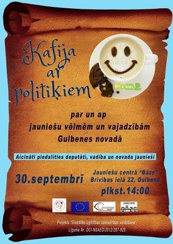 Jauniešu centrā "Bāze" - "Kafija ar politiķiem"