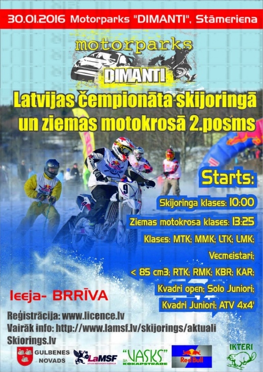 Stāmerienā - Latvijas čempionāts skijoringā un ziemas motokross