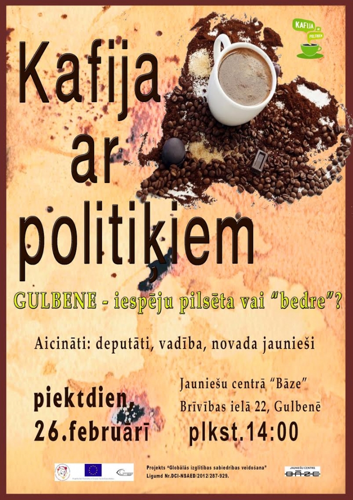 Jauniešu centrā "Bāze" - "Kafija ar politiķiem"
