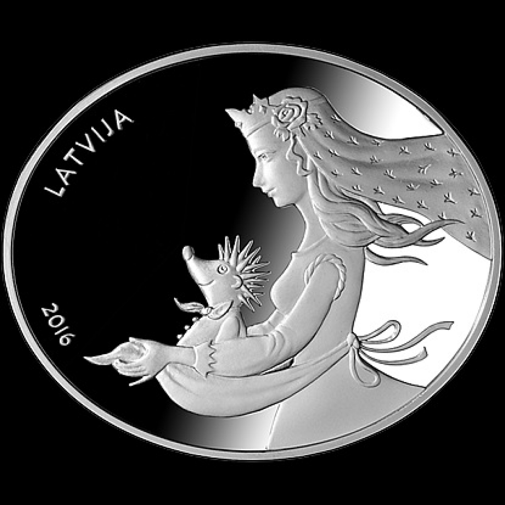 Latvijas Banka izveidojusi monētu Pasaku monēta II. Eža kažociņš 