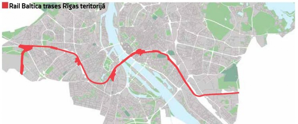 Iezīmē Rail Baltica ceļu Rīgā