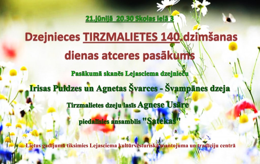 Lejasciemā – dzejnieces Tirzmalietes 140. dzimšanas dienas atceres pasākums