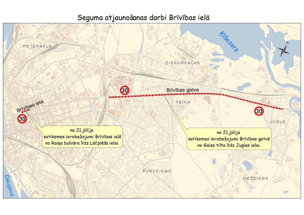 Brīvības ielā sāksies seguma atjaunošanas darbi; jārēķinās ar būtiskiem satiksmes apgrūtinājumiem