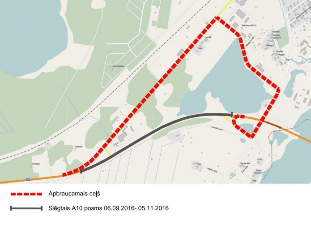 Uz diviem mēnešiem tiks slēgts Ventspils šosejas posms