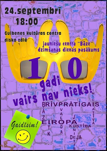Jauniešu centrs "Bāze" svinēs 10 gadu jubileju