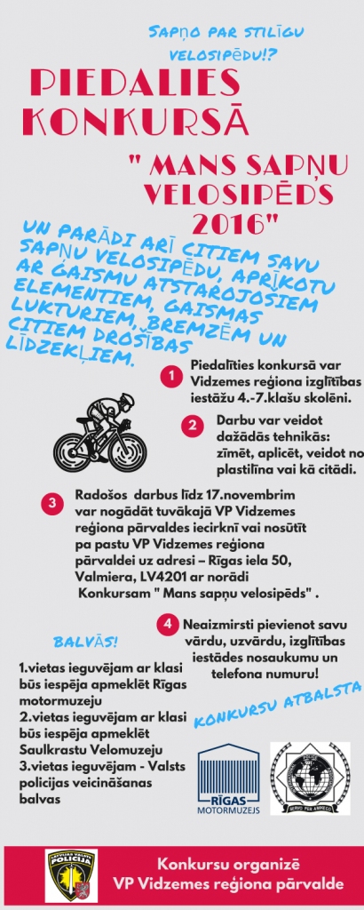 Aicinām piedalīties konkursā „ Mans sapņu velosipēds“