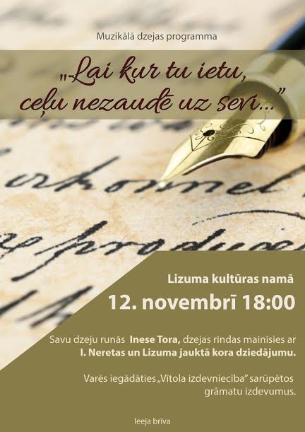 Lizumā skanēs Ineses Toras dzeja un kora dziesmas