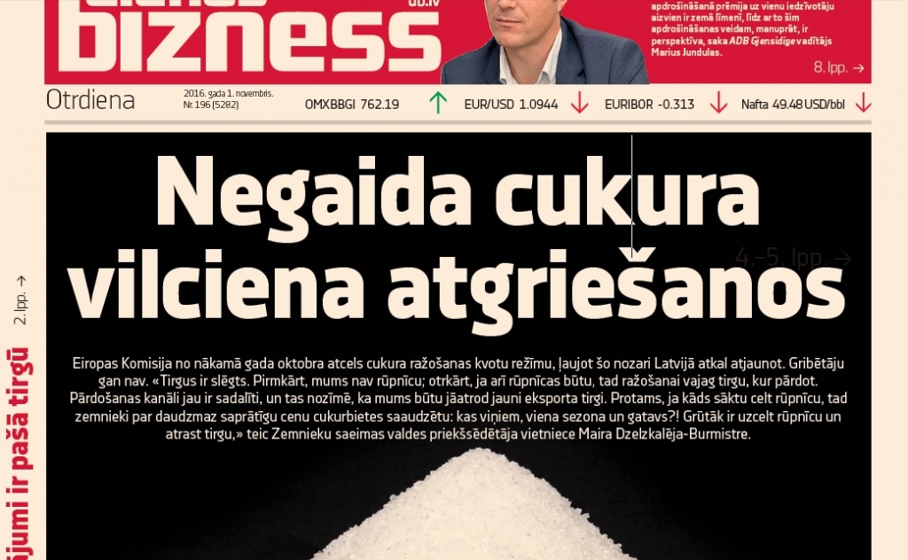 Latvijā ražotā cukura  vilciens ir aizgājis 