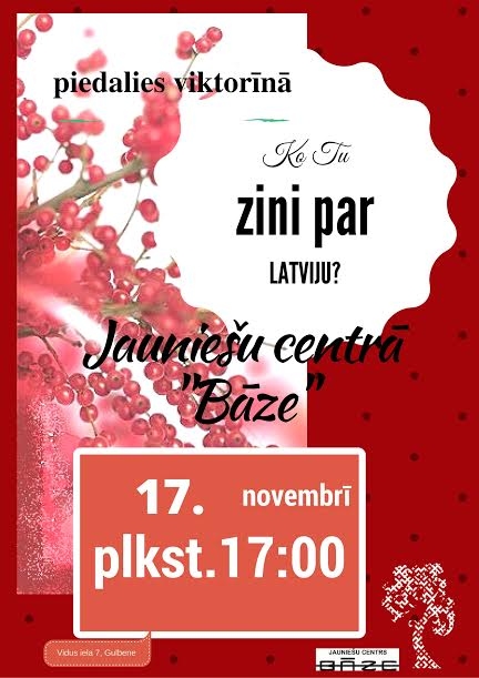 Piedalies viktorīnā "Ko tu zini par Latviju?"