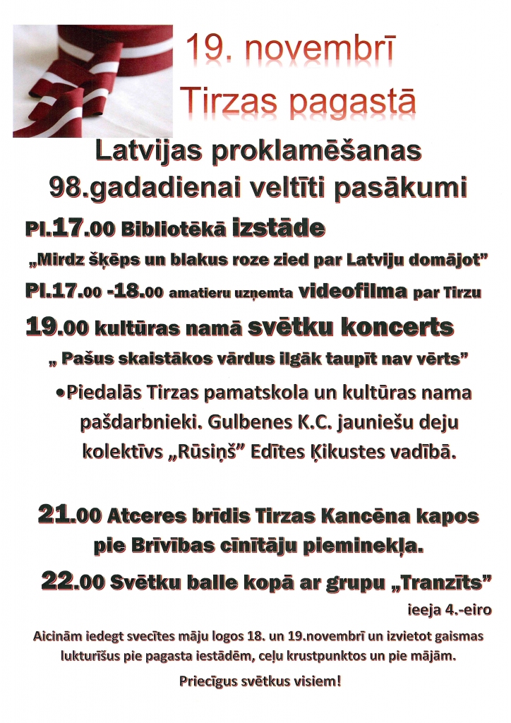 Tirzā - valsts svētku pasākumi
