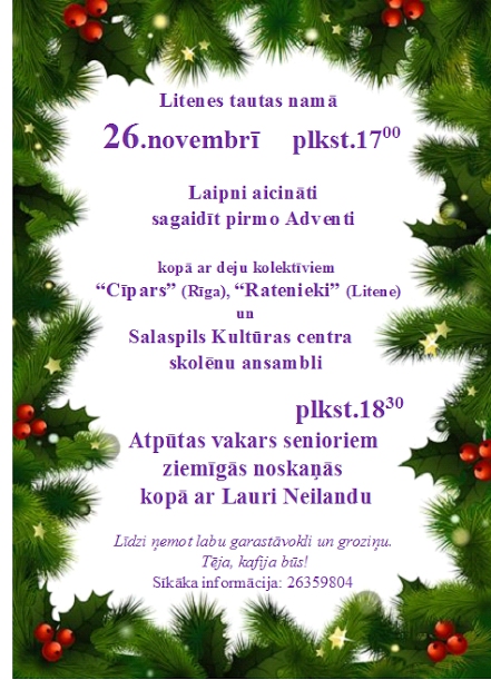 Litenes tautas namā sagaidīs pirmo adventi