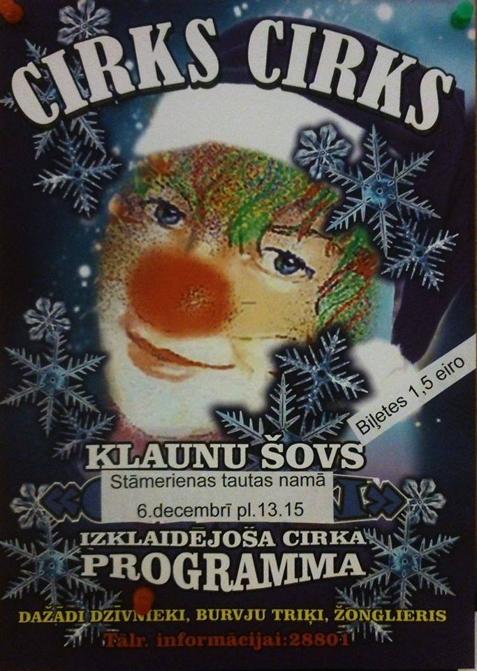 Stāmerienā - cirka programma "Klaunu šovs"