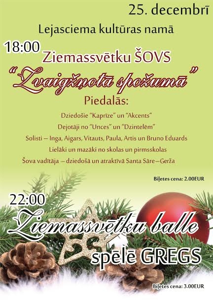 Lejasciemā - Ziemassvētku šovs "Zvaigžņotā spožumā" un balle