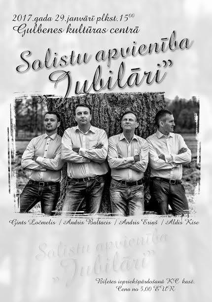 Gulbenes kultūras centrā - solistu apvienības koncerts "Jubilāri"