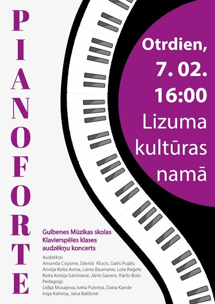 Lizumā muzicēs Gulbenes mūzikas skolas klavierspēles klases audzēkņi