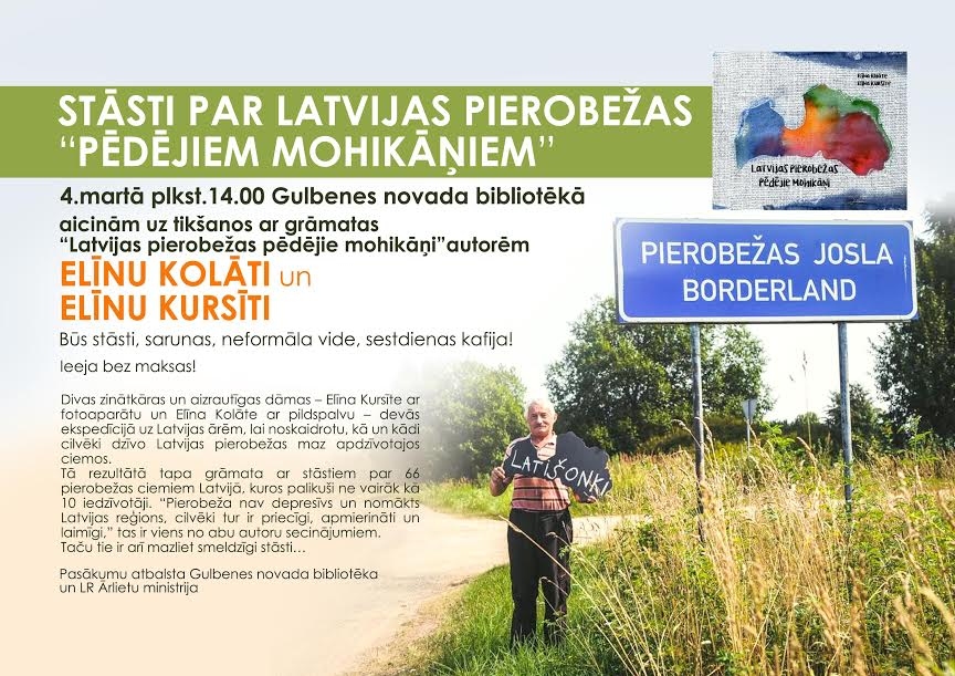 Bibliotēka aicina tikties ar grāmatas “Latvijas pierobežas pēdējie mohikāņi” autorēm