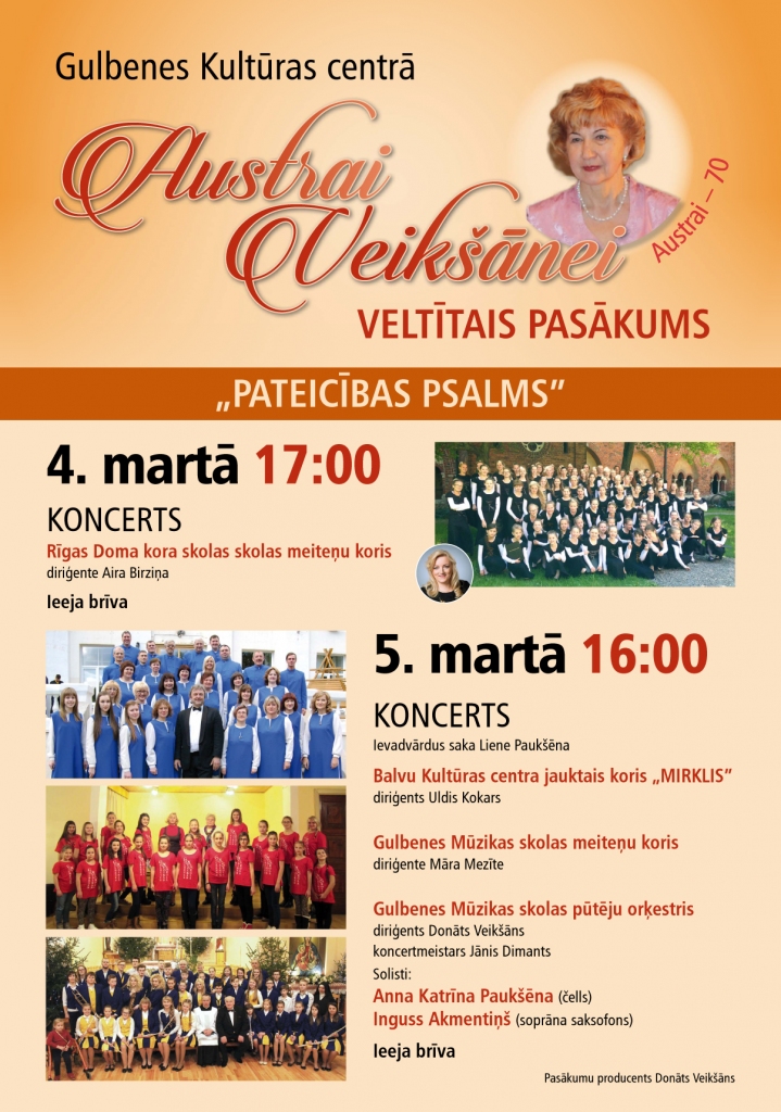 Austrai Veikšānei veltīts pasākums "Pateicības psalms"