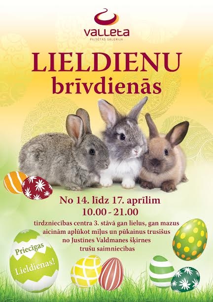 Lieldienu brīvdienās tirdzniecības centrā „Valleta” aicina uz trušu izstādi