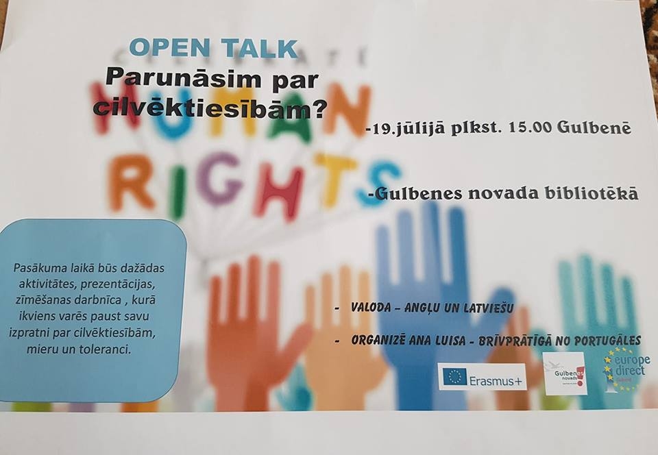 Gulbenes novada bibliotēkā notiks OPEN TALK par cilvēktiesībām