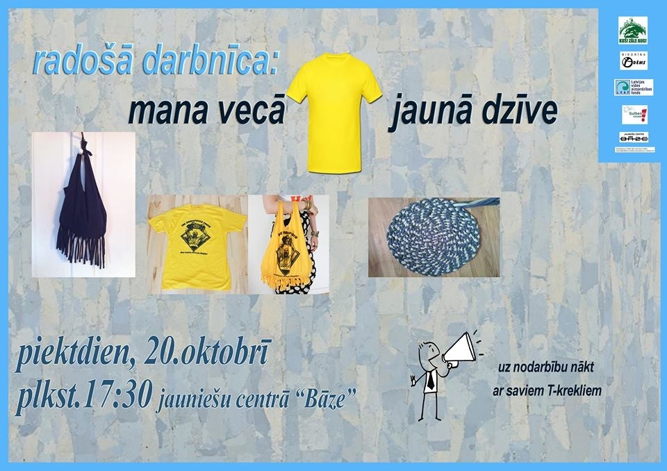 Jauniešu centrā "Bāze" - radošā nodarbība "T-krekla jaunā dzīve".
