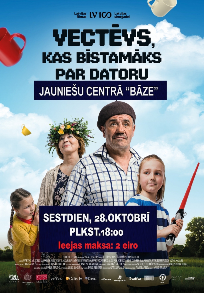 Jauniešu centrā "Bāze" - filma visai ģimenei "Vectēvs, kas bīstamāks par datoru"