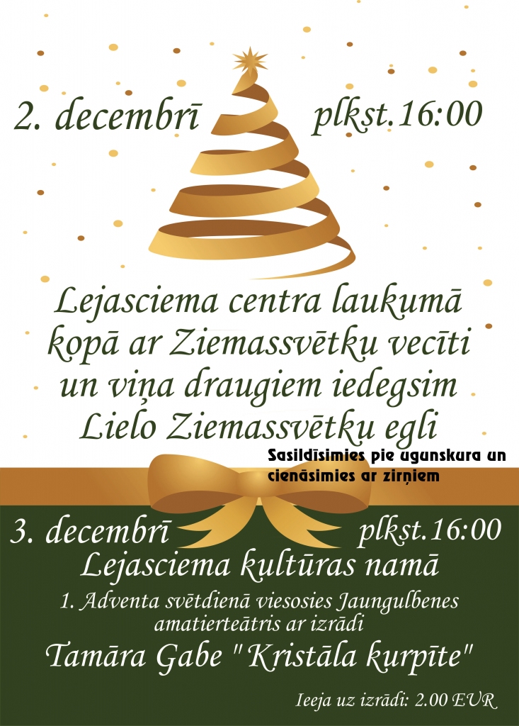 Lejasciemā iedegs Lielo Ziemassvētku egli