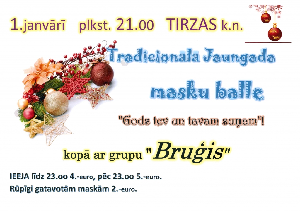Tirzas kultūras namā -  tradicionālā Jaungada masku balle 