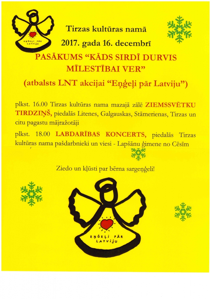 Tirzā - pasākums "Kāds sirdī mīlestībai durvis ver"