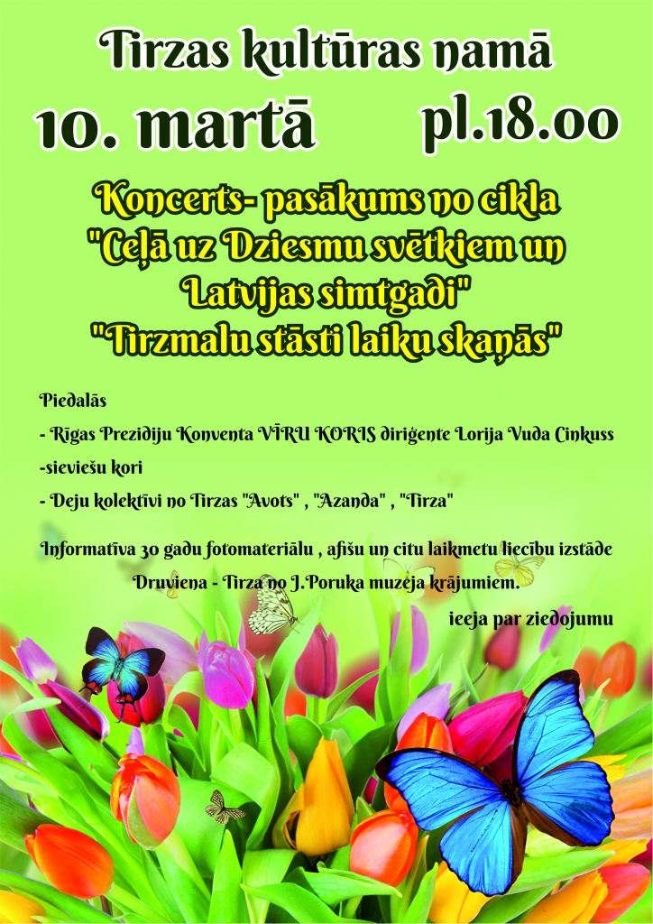 Tirzā - koncerts - pasākums "Tirzmalu stāsti laiku skaņās" un balle