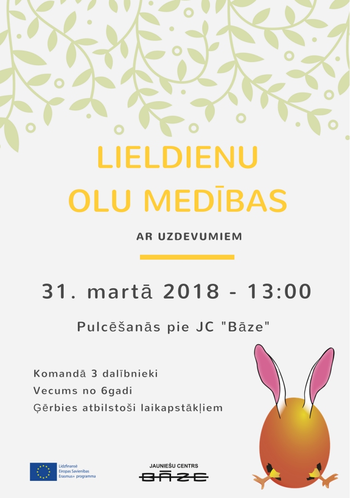 Jauniešu centrā "Bāze" - Lieldienu olu medības ar uzdevumiem