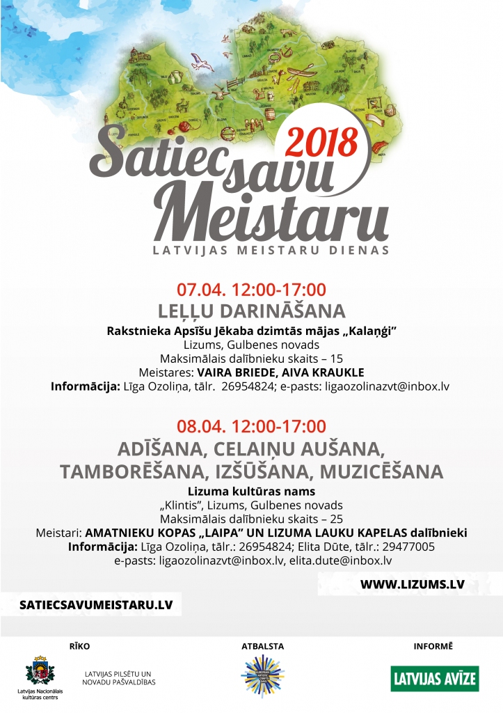 Lizuma kultūras namā - adīšana, celaiņu aušana, tamborēšana, izšūšana, muzicēšana