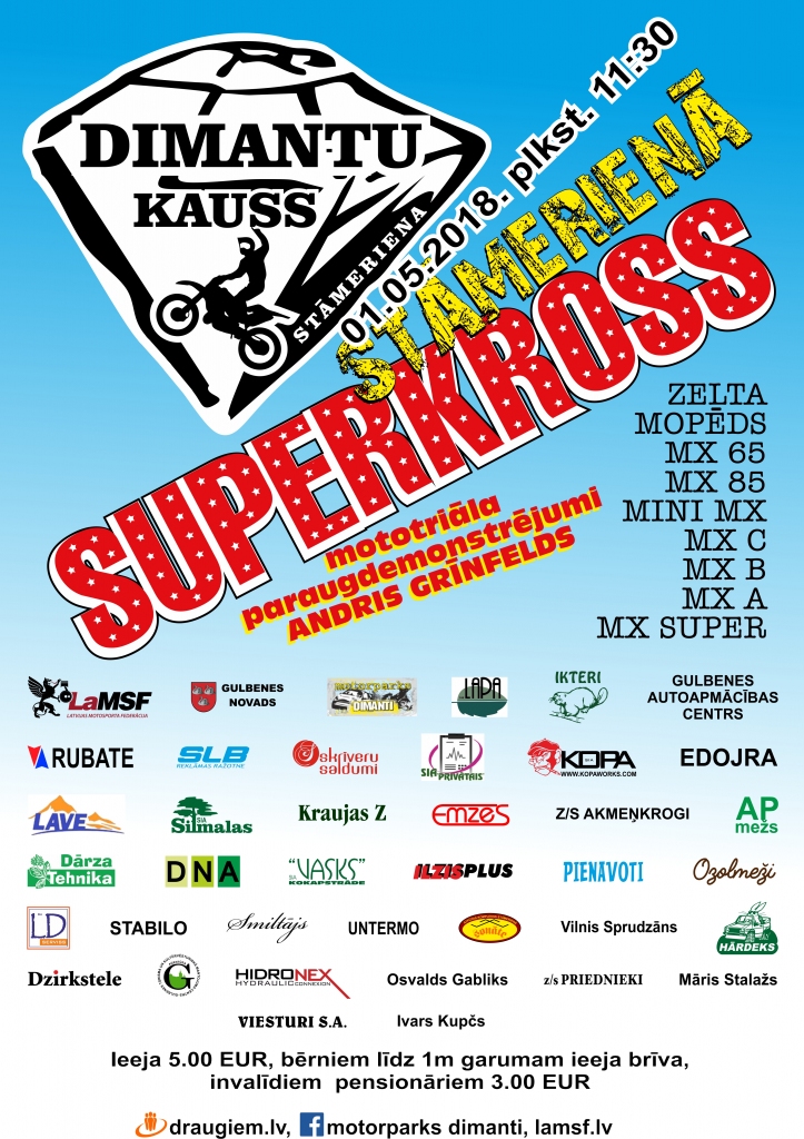 Motorparkā "Dimanti" - superskross "Dimantu kauss"