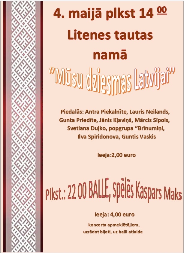 Litenes tautas namā - "Mūsu dziesmas Latvijai"