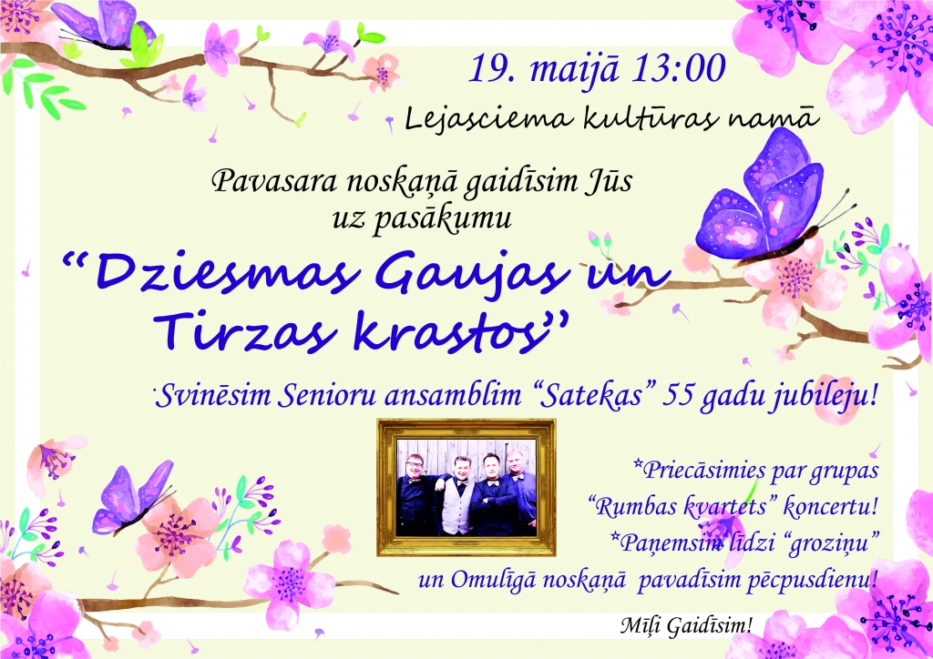 Lejasciemā svinēs senioru ansamblim "Satekas" 55 gadu jubileju