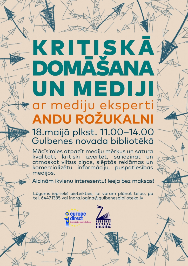 Bibliotēkā - tikšanās ar mediju eksperti Andu Rožukalni